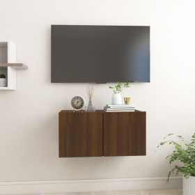 Mueble TV colgante madera contrachapada marrón roble