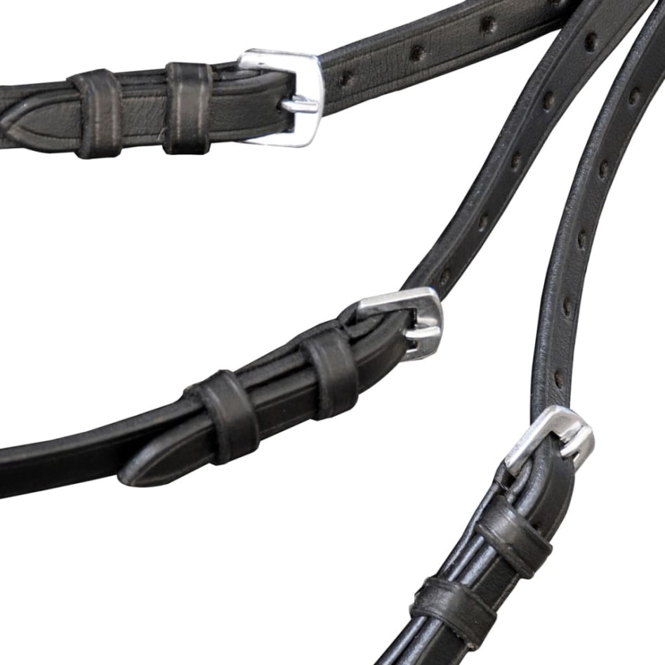 Brida Flash de Cuero Negro con Riendas y Bocado (Caballo