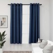 Cortinas opacas con ojales look de lino 2 pzas azul 140x175 cm
