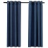Cortinas opacas con ojales look de lino 2 pzas azul 140x175