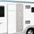 Cortina mosquitera de chenilla gris taupe y blanca 56x185