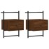 Mesitas de noche de pared 2 unidades marrón roble 35x30x51
