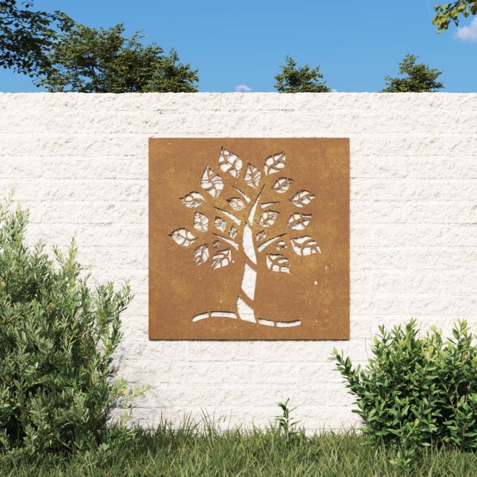 Adorno de pared de jardín acero corten diseño árbol 55x55