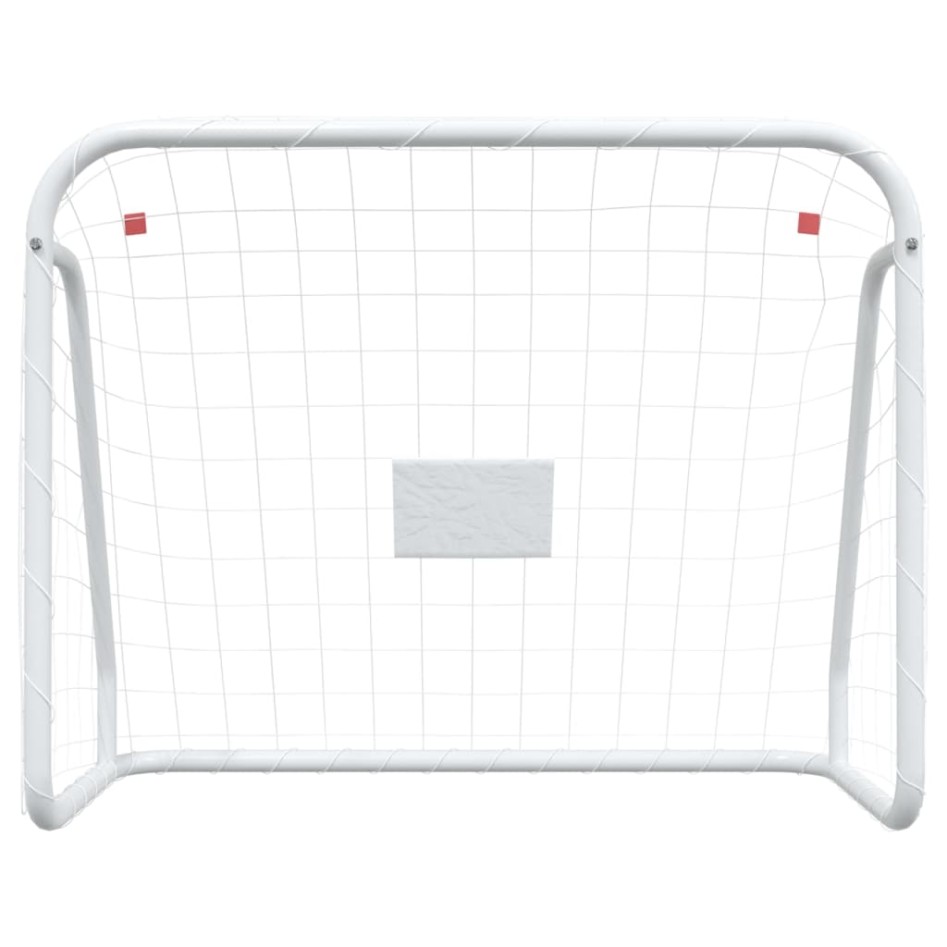 Portería de fútbol con red acero y poliéster blanco