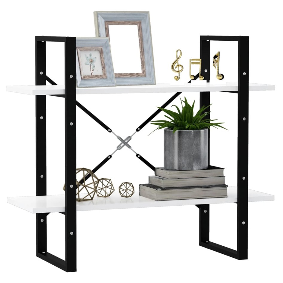 Estantería de 2 niveles madera contrachapada blanco 80x30x70