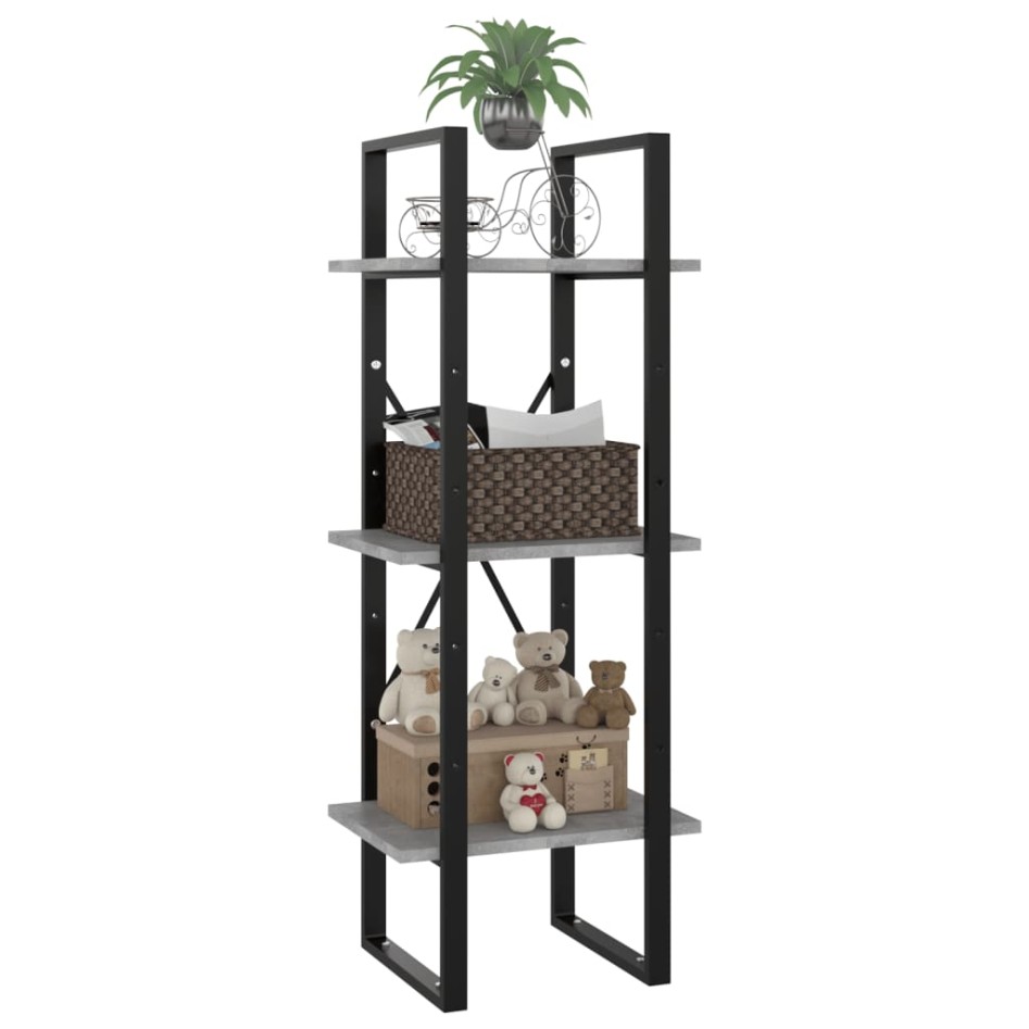 Estantería de 3 niveles contrachapada gris hormigón