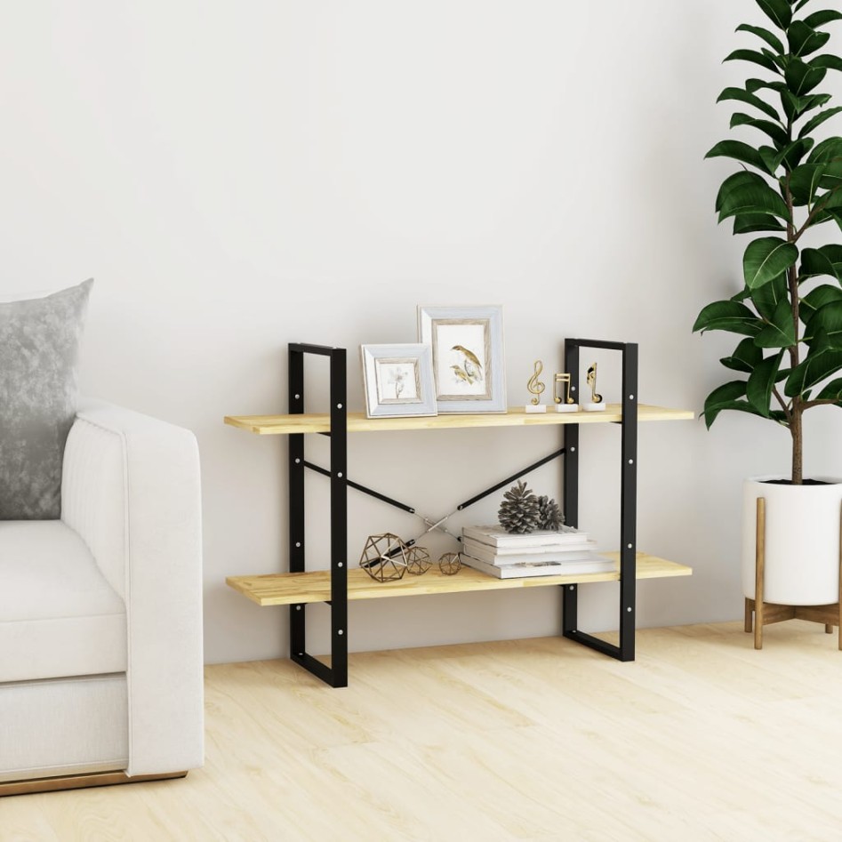 Estantería de 2 niveles madera maciza de pino 100x30x70