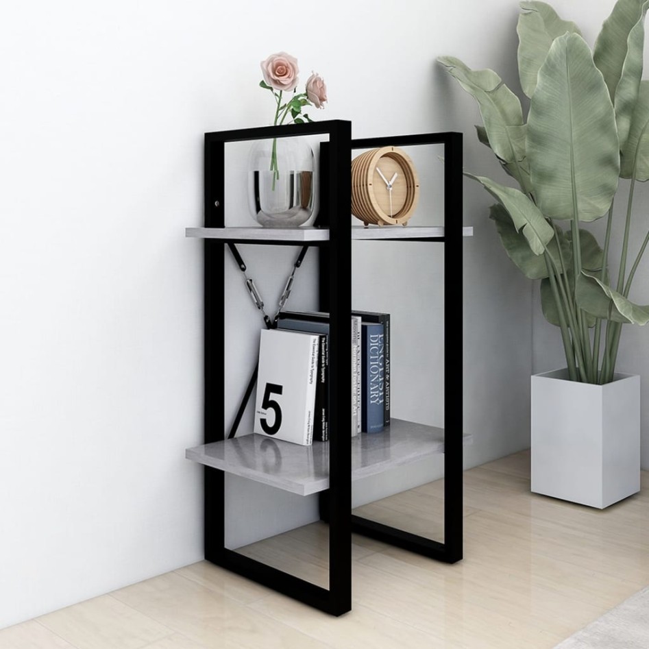 Estantería de 2 niveles contrachapada gris hormigón 40x30x70