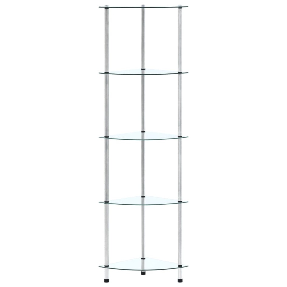 Estantería 5 niveles cristal templado transparente 30x30x130