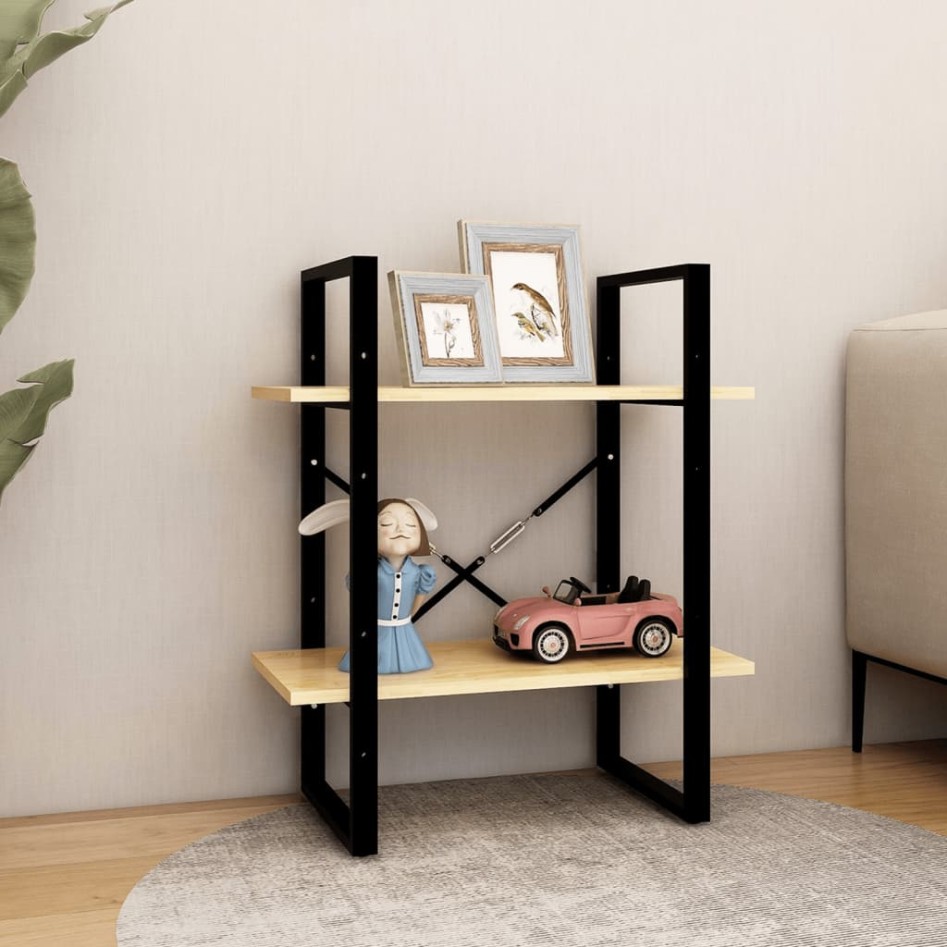 Estantería de 2 niveles madera maciza de pino 60x30x70