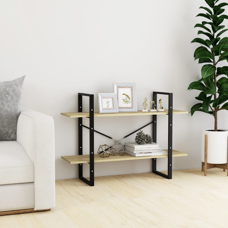 Estantería de 2 niveles contrachapada roble Sonoma 100x30x70