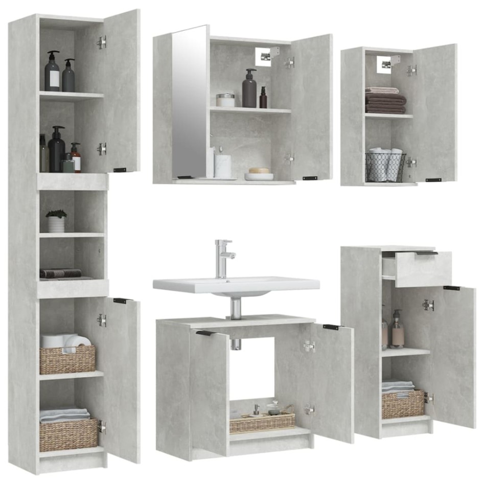 Set muebles de baño 2 piezas madera contrachapada gris