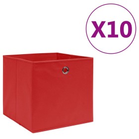 Cajas de almacenaje 10 uds tela no tejida rojo 28x28x28