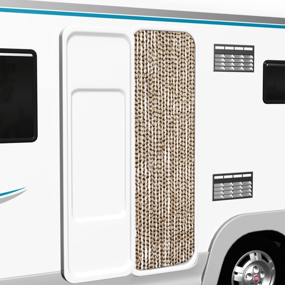 Cortina mosquitera de chenilla beige y marrón 56x185