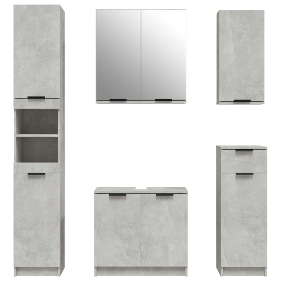 Set muebles de baño 2 piezas madera contrachapada gris