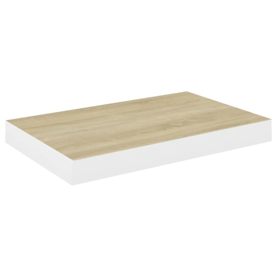 Estante flotante de pared 4 uds MDF roble y blanco 40x23x3,8