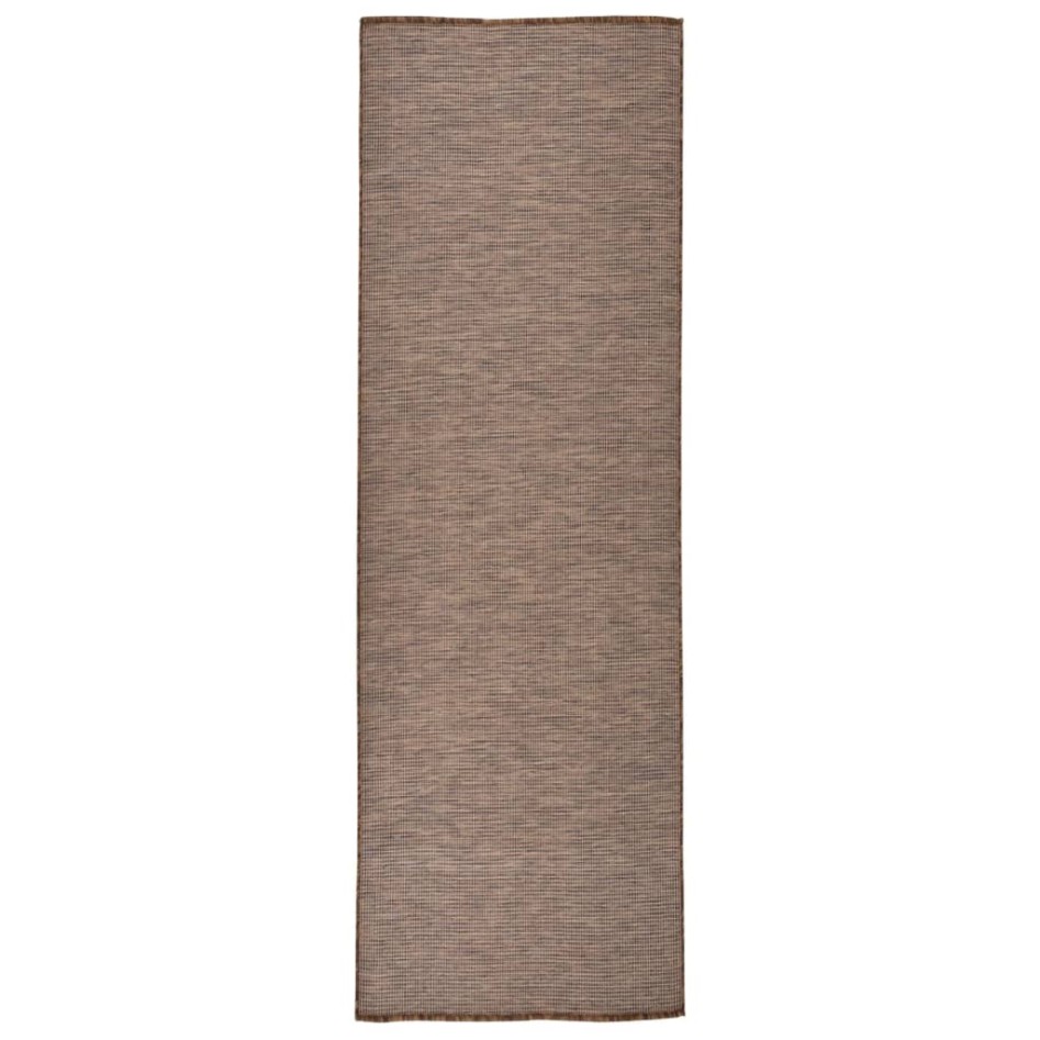 Alfombra de exterior de tejido plano marrón 80x250
