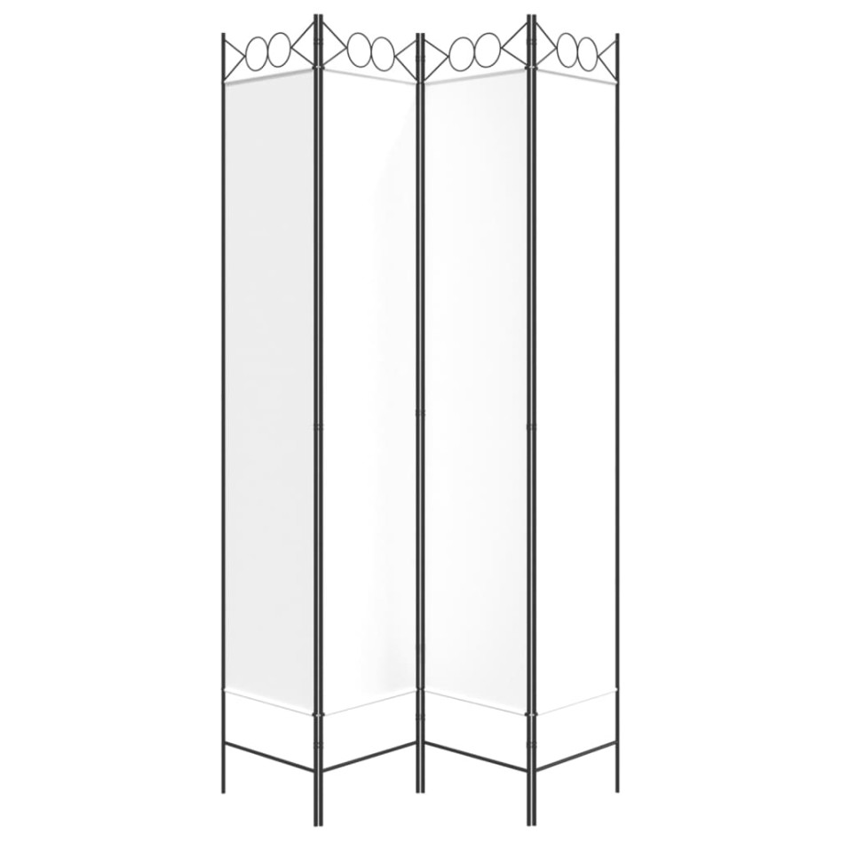 Biombo divisor de 4 paneles de tela blanco 160x220