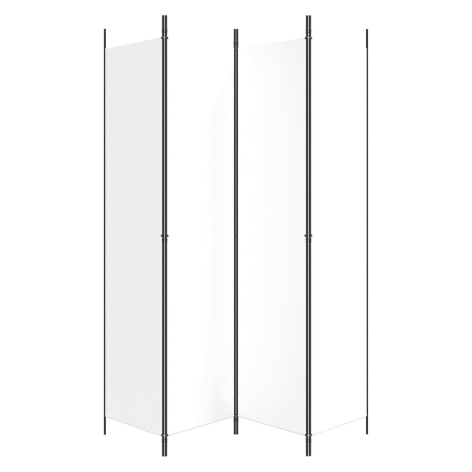 Biombo divisor de 4 paneles de tela blanco 200x220