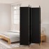 Biombo divisor de 4 paneles de tela negro 200x220