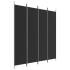 Biombo divisor de 4 paneles de tela negro 200x220