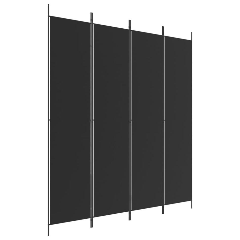 Biombo divisor de 4 paneles de tela negro 200x220