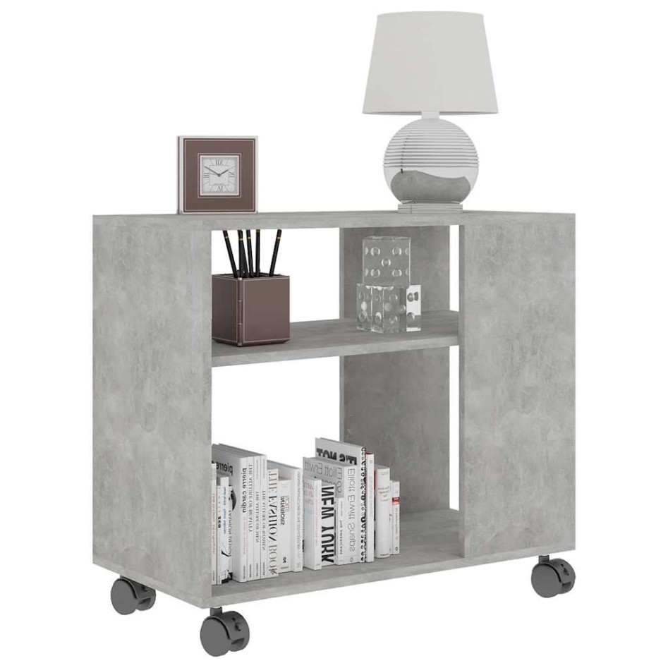 Mesa auxiliar de madera contrachapada gris hormigón 70x35x55