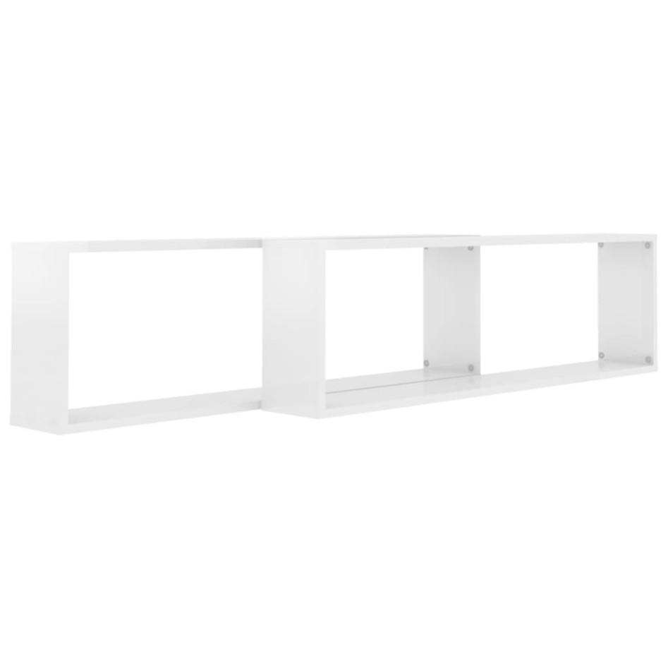 Estante cubo pared 2uds contrachapado blanco brillo
