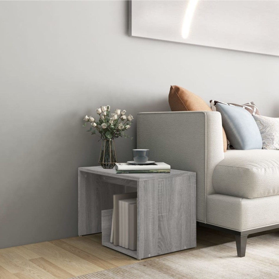 Mesa auxiliar madera contrachapada gris Sonoma 59x36x38