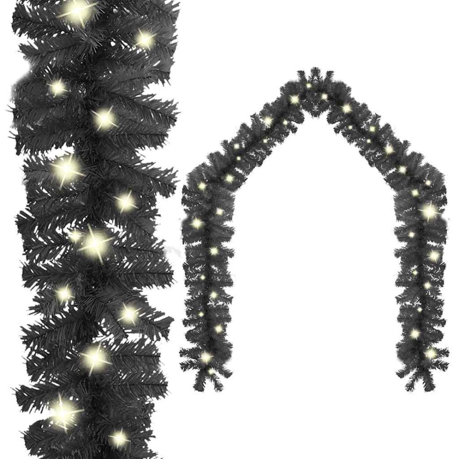 Guirnalda de Navidad con luces LED negro 10
