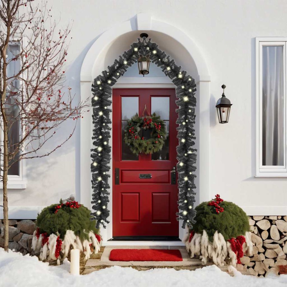 Guirnalda de Navidad con luces LED negro 10