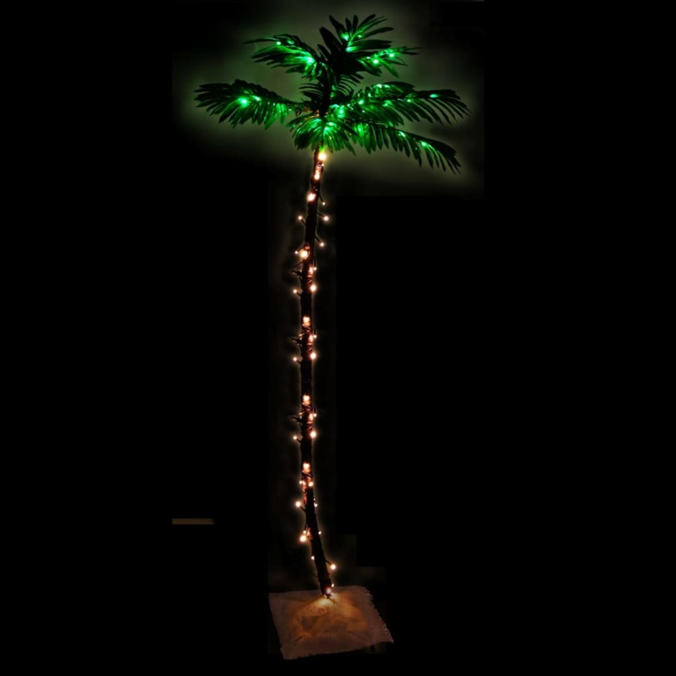 Palmera artificial con 96 LED blanco cálido 180