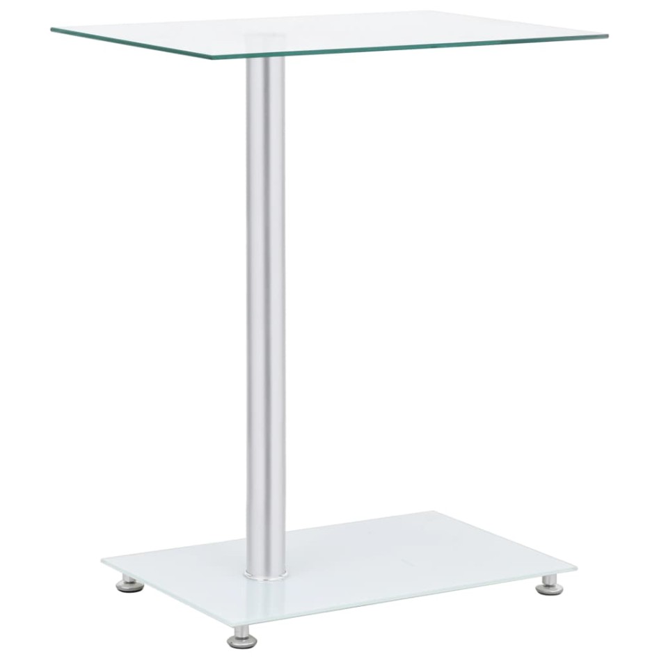 Mesa auxiliar en U vidrio templado transparente 45x30x58