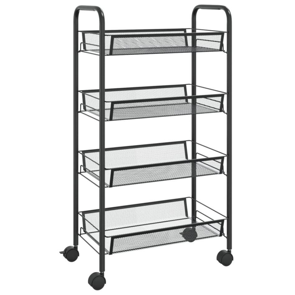 Carrito de cocina 4 niveles hierro negro 46x26x85