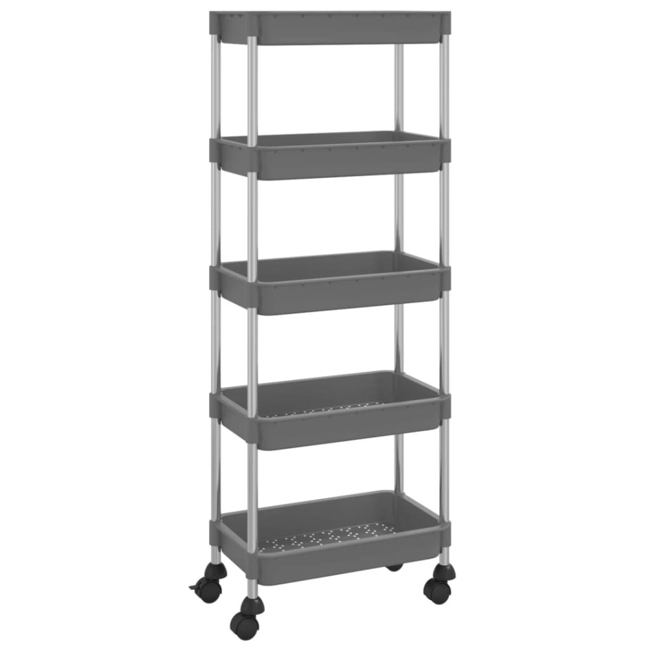 Carrito de cocina 5 niveles hierro y ABS gris 42x29x128