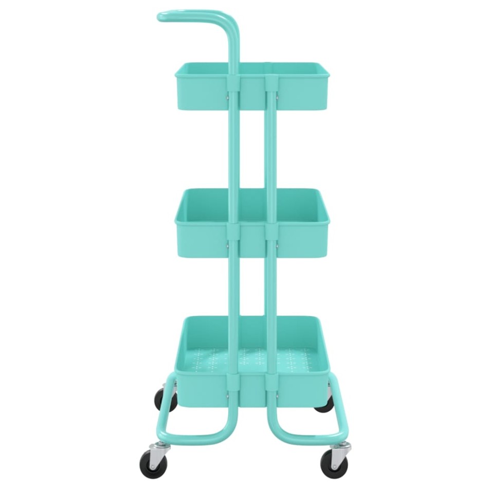 Carrito de cocina 3 niveles hierro y ABS turquesa 42x35x85