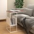 Mesa auxiliar de madera contrachapada blanca 55x36x59,5
