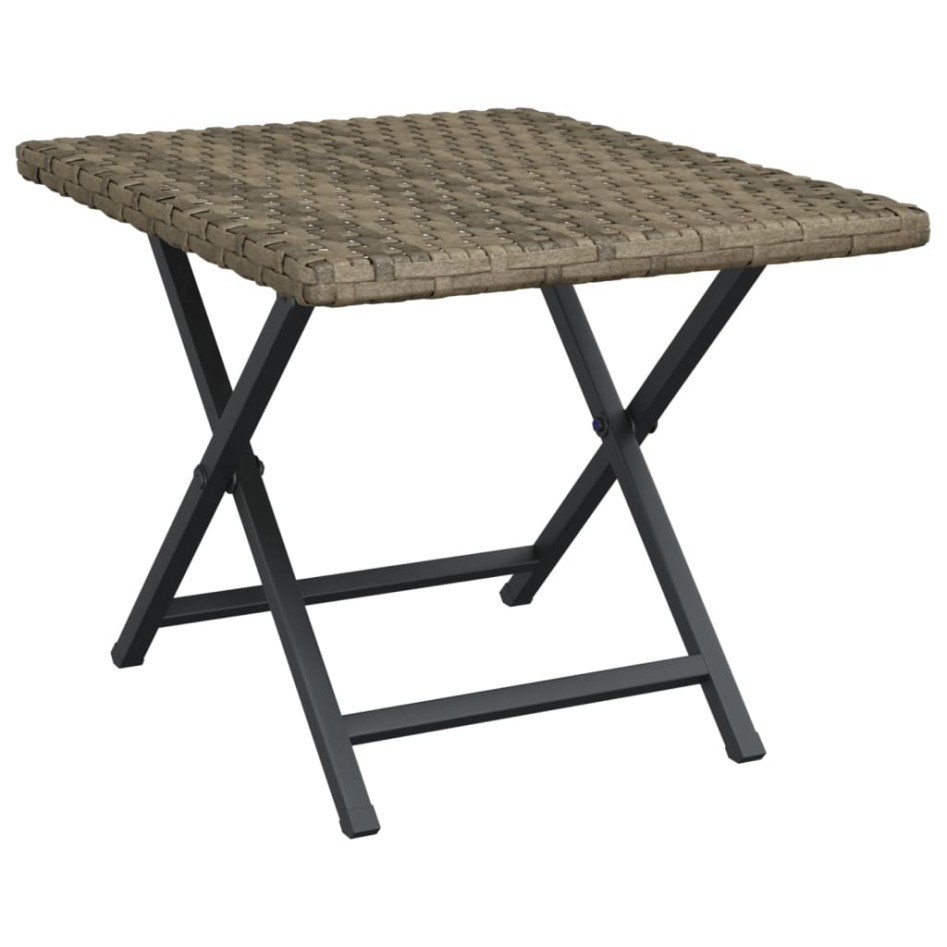 Mesa plegable ratán sintético gris 45x35x32