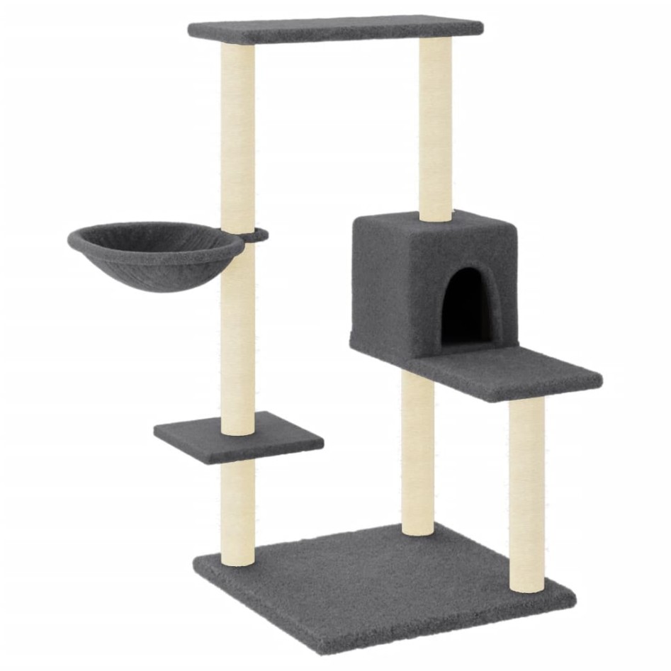 Rascador para gatos con postes de sisal gris oscuro 95