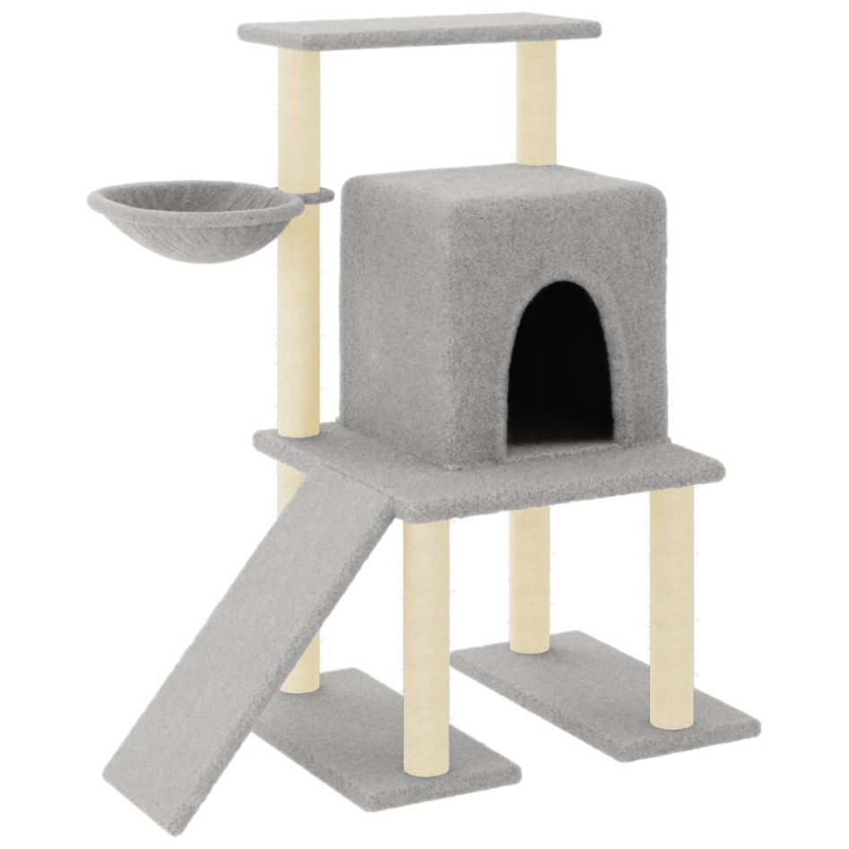 Rascador para gatos con postes de sisal gris claro 96,5
