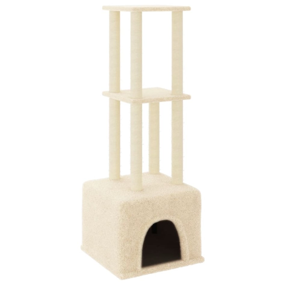 Rascador para gatos con postes de sisal color crema 133,5