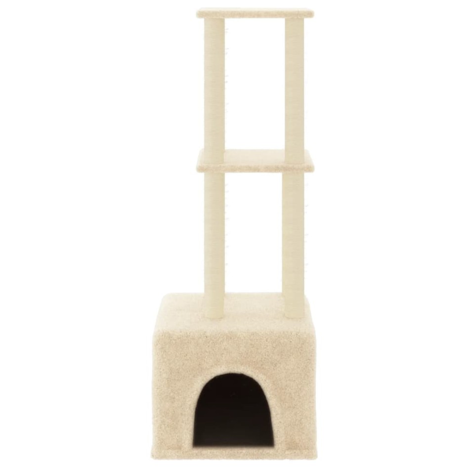 Rascador para gatos con postes de sisal color crema 133,5