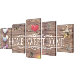 Set decorativo de lienzos para pared Home sweet home