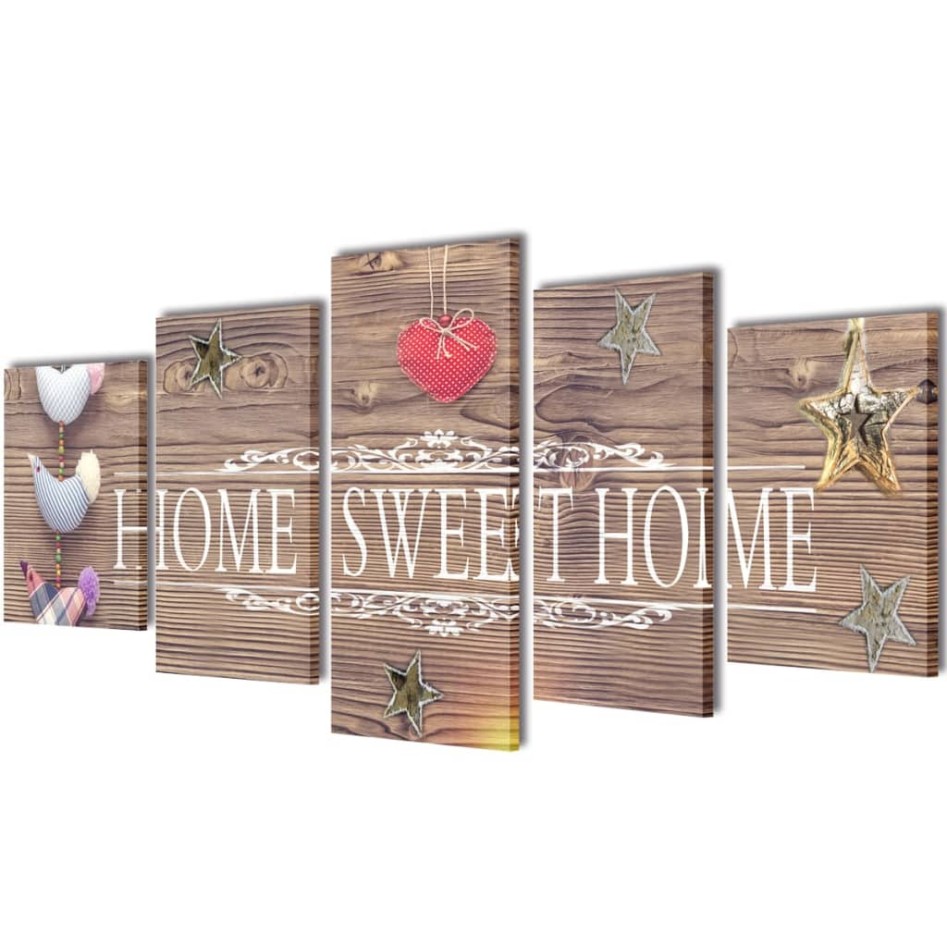 Set decorativo de lienzos para pared Home sweet home