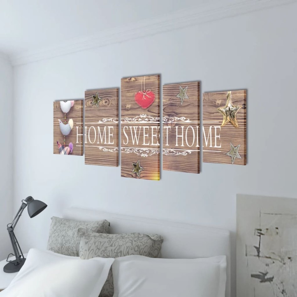 Set decorativo de lienzos para pared Home sweet home