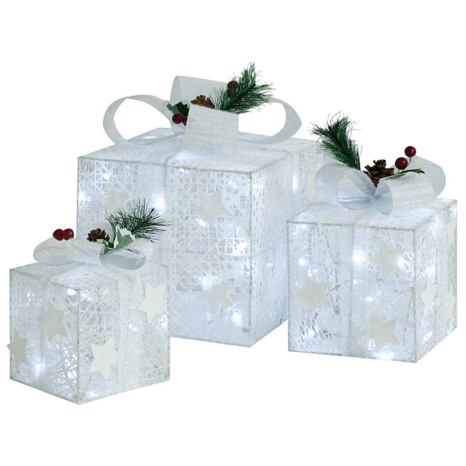 Caja regalo decorativa Navidad 3 pzas blanca