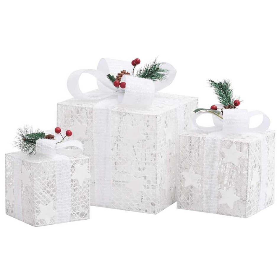 Caja regalo decorativa Navidad 3 pzas blanca