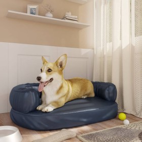 Cama para perros de espuma cuero sintético azul oscuro 60x42