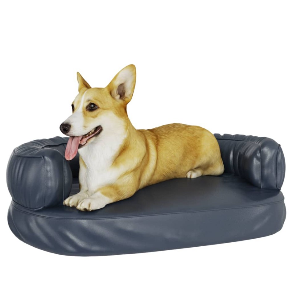 Cama para perros de espuma cuero sintético azul oscuro 60x42