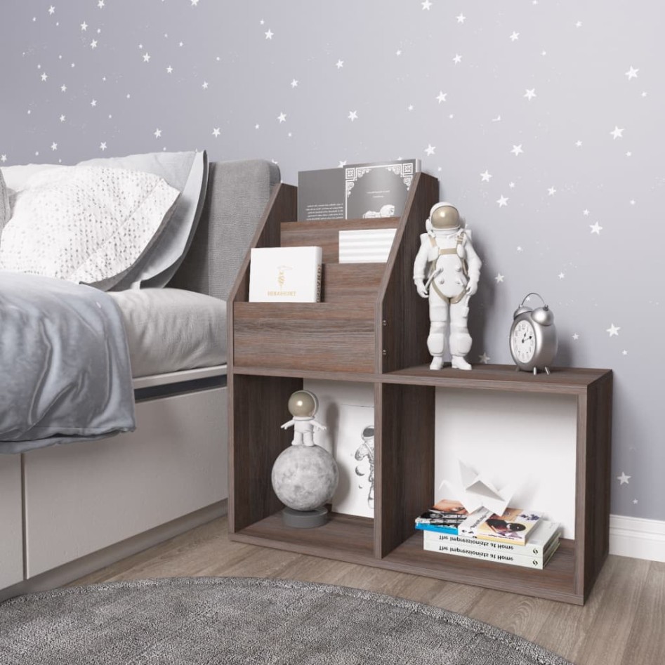 Revistero de niños madera ingeniería gris y Sonoma